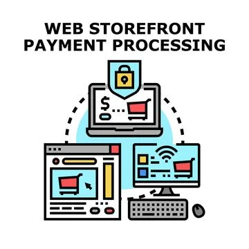 Web storefront payment processing concept illustration Illustrazione stock