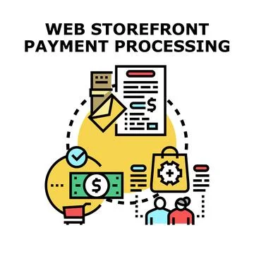 Web storefront payment processing online shopping transaction Stock Illustration