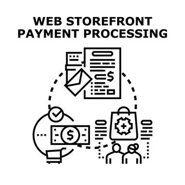 Web storefront payment processing online shopping transaction Stock Illustration