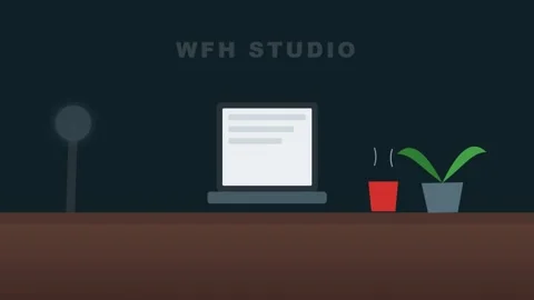 Web studio workspace with laptop plant. Stock Footage 334659183
