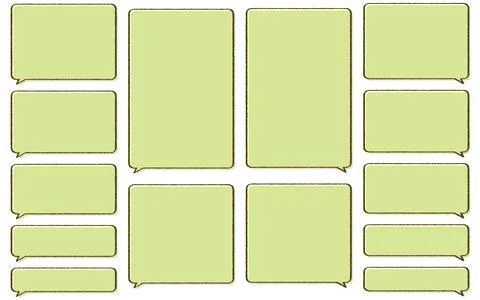 Web-Style Hand-Drawn Simple Square Speech Bubble Set Stock Illustration