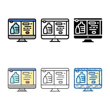 Web stylized site for ordering water in internet online color icon vector Stock Illustration