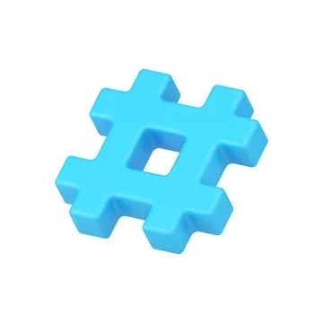 Web symbol hashtag 3d icon. Network blue sign hashing messages in media space Stock Illustration