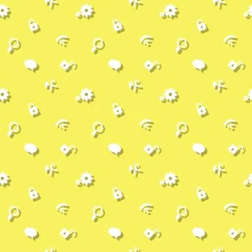 Web Symbols Media Seamless Pattern Stock Illustration