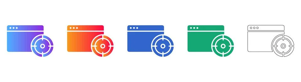 Web Targeting and Browser Icon Set Stock Illustration