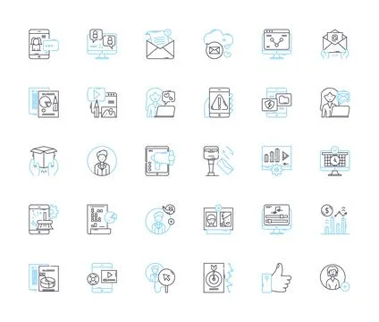Web technology linear icons set. HTML, CSS, JavaScript, API, Framework Stock-Illustration