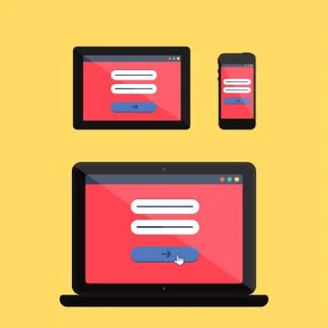 Web Template of Adaptive Online Login Form Stock Illustration