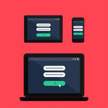 Web Template of Adaptive Online Login Form Stock Illustration