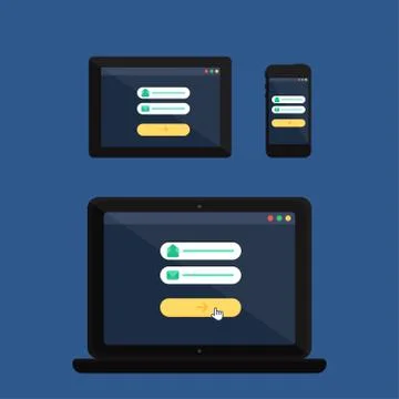 Web Template of Adaptive Online Login Form Stock Illustration