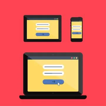 Web Template of Adaptive Online Login Form Stock Illustration