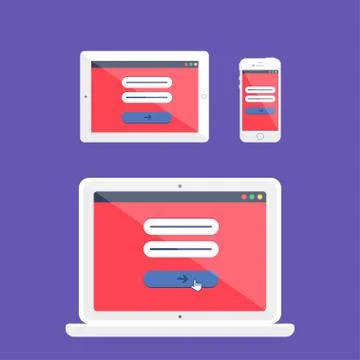 Web Template of Adaptive Online Login Form Stock Illustration