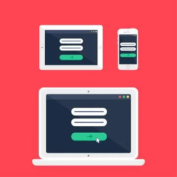 Web Template of Adaptive Online Login Form Stock Illustration