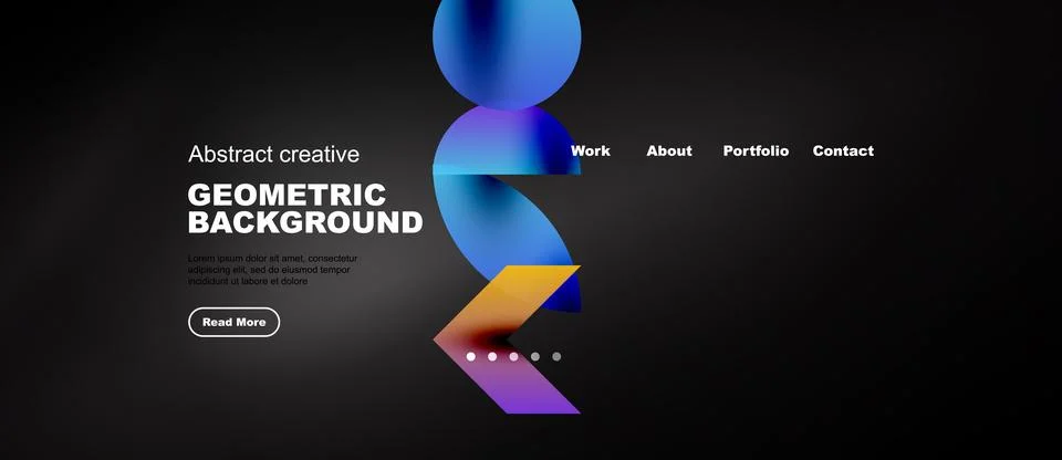 Web template with azure gradient geometric shapes on black Stock Illustration