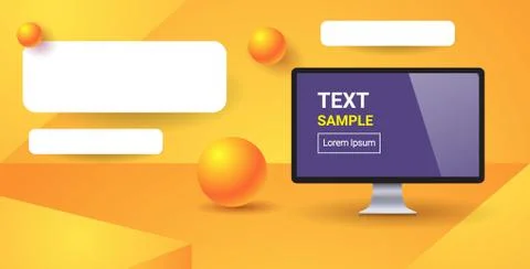 Web template with blank bars for website or app computer monitor with empty s Stock Illustration