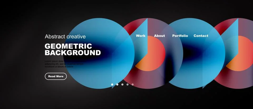 Web template with blue geometric gradient collage on black Stock Illustration