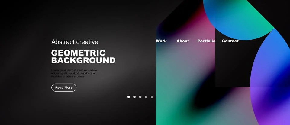 Web template with blue gradient geometric shapes on black Stock Illustration