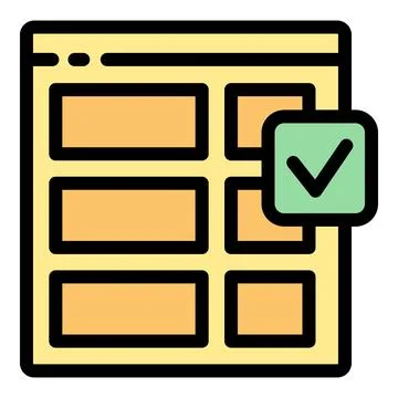 Web template with checked box, successful website development and approval Stock Illustration