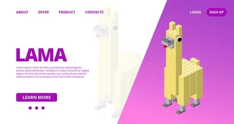 Web template with a lama. Vector Stock Illustration