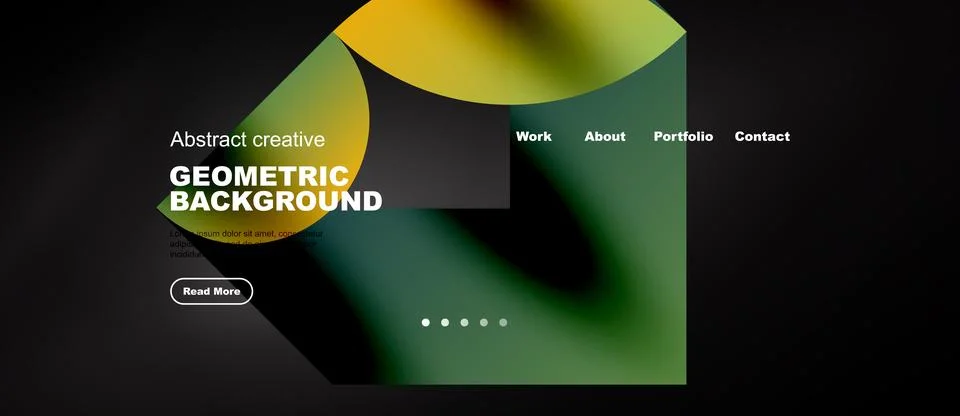 Web template with lime gradient geometric shapes on black Stock Illustration