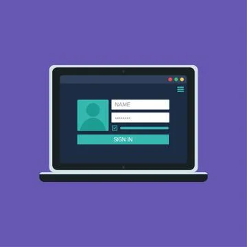 Web Template of Notebook Login Form 스톡 일러스트