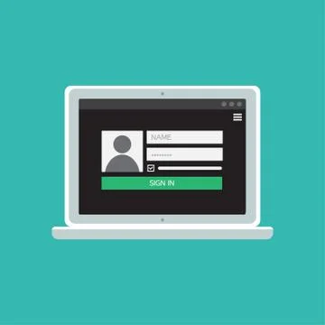 Web Template of Notebook Login Form 스톡 일러스트