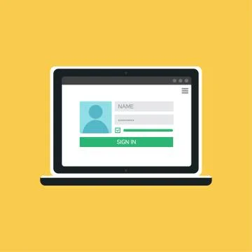 Web Template of Notebook Login Form 스톡 일러스트