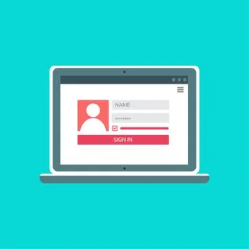 Web Template of Notebook Login Form 스톡 일러스트