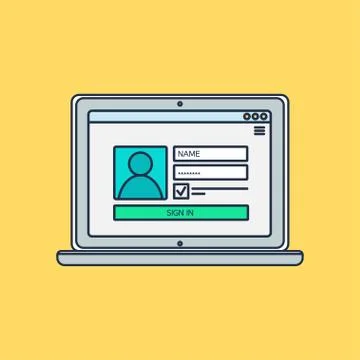 Web Template of Notebook Login Form 스톡 일러스트
