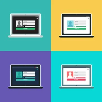Web Template of Notebook Login Form 스톡 일러스트