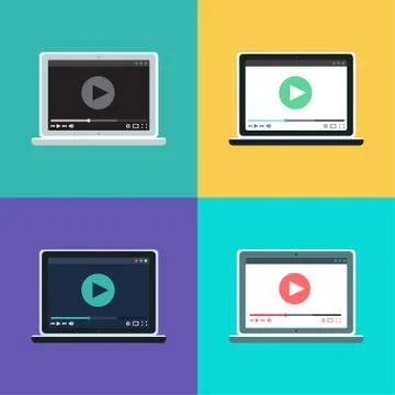 Web Template of Notebook Video Form Stock Illustration