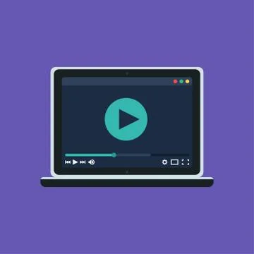 Web Template of Notebook Video Player Stock Illustration