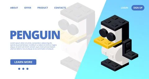 Web template with a pinguin. Vector Stock Illustration