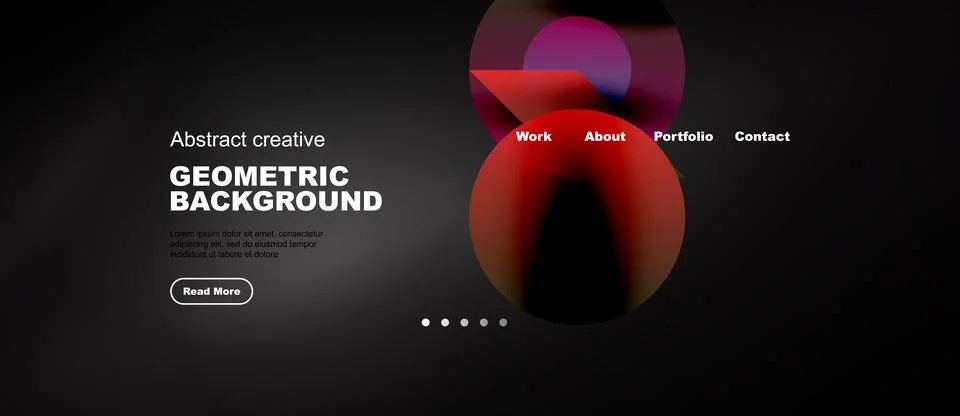 Web template with pink geometric gradient collage on deep black Stock Illustration