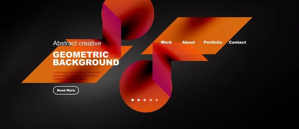 Web template with red gradient geometric shapes on deep black Stock Illustration
