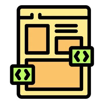 Web template representing frontend development with code brackets Stock Illustration