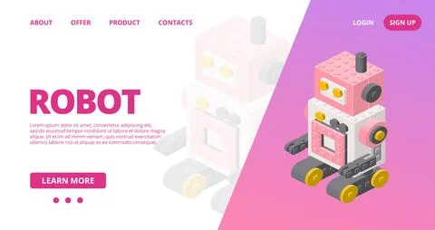 Web template with a retro robot. Vector Stock-Illustration