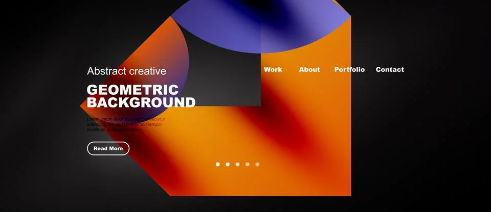 Web template with scarlet gradient geometric shapes on black Stock Illustration