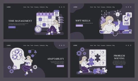 Web template set focusing on Soft Skills Illustrazione stock