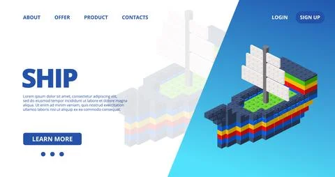 Web template with a ship. Vector Stock Illustration