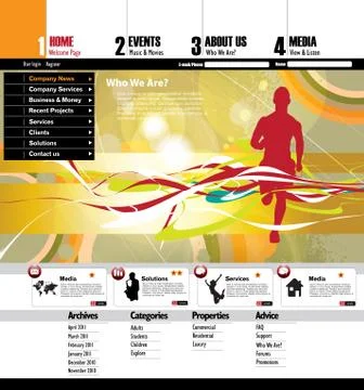 Web template with sport subject Stock Illustration