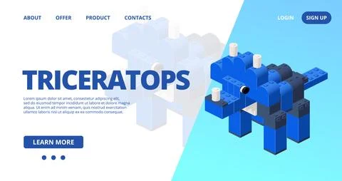 Web template with a triceratops. Vector Stock Illustration