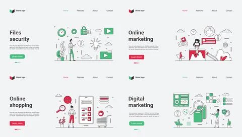 This is a web template vector illustration focusing on ecommerce and marketing Stock Illustration