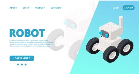 Web template with a white robot. Vector Stock-Illustration
