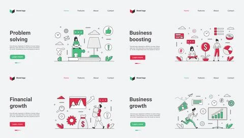 Web Templates for Problem Solving, Business Enhancing, and Financial Growth Stockillustratie