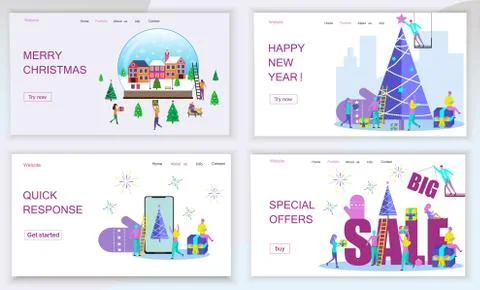 Web tepmlates, app for phone, web site, page with New Year concept Ilustração Stock