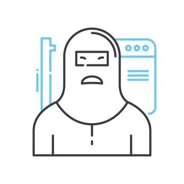 Web terrorism line icon, outline symbol, vector illustration, concept sign Illustrazione stock