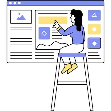 Web testing icon vector woman app software tester Stock-Illustration