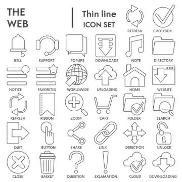 Web thin line SIGNED icon set, system symbols collection, vector sketches, logo Ilustración de archivo