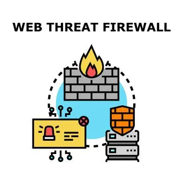 Web threat firewall protecting network server from danger Illustrazione stock