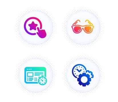 Web timer, Loyalty star and Sunglasses icons set. Time management sign. Vector 库存插图